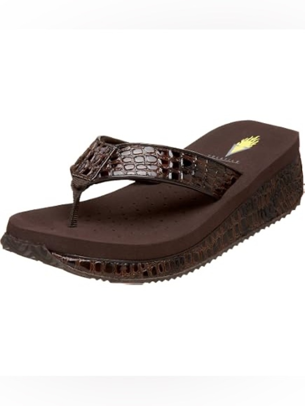 Volatile Croc Print Platform Sandal